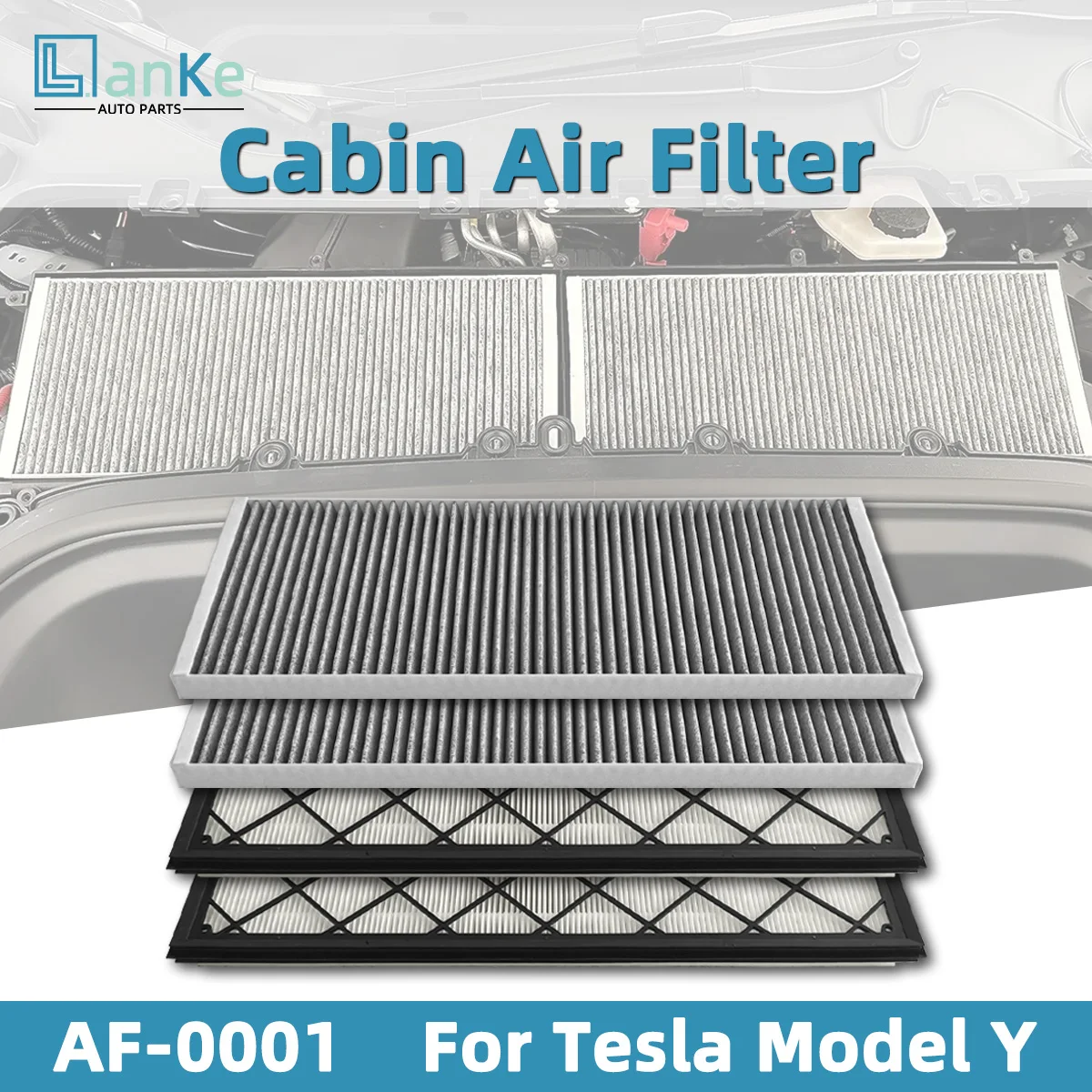 Lanke Engine Cabin Air Filter Kit High Efficiency Dustproof For Tesla Model Y 2020-2026 1658375-00-A, Replacement Accessories