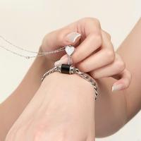 2pcs Heart Key Pendant Necklace Stainless Steel Lock Bracelet Fashion Couple Bracelet Necklace Jewelry for Women Men