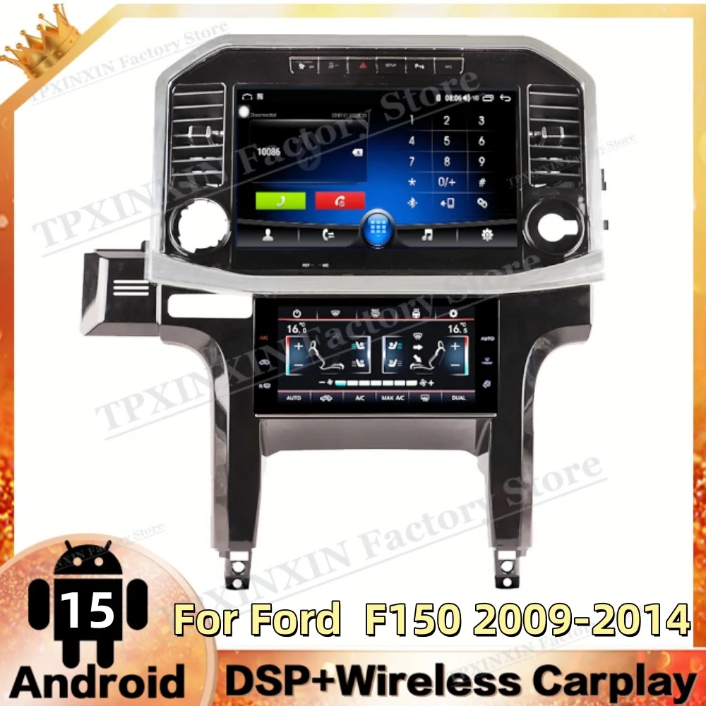 

Android 15 Carplay Air conditioner For Ford F150 2009-2014 Automotive Multimedia GPS Navigation Stereo Receiver Head Unit 14.4'