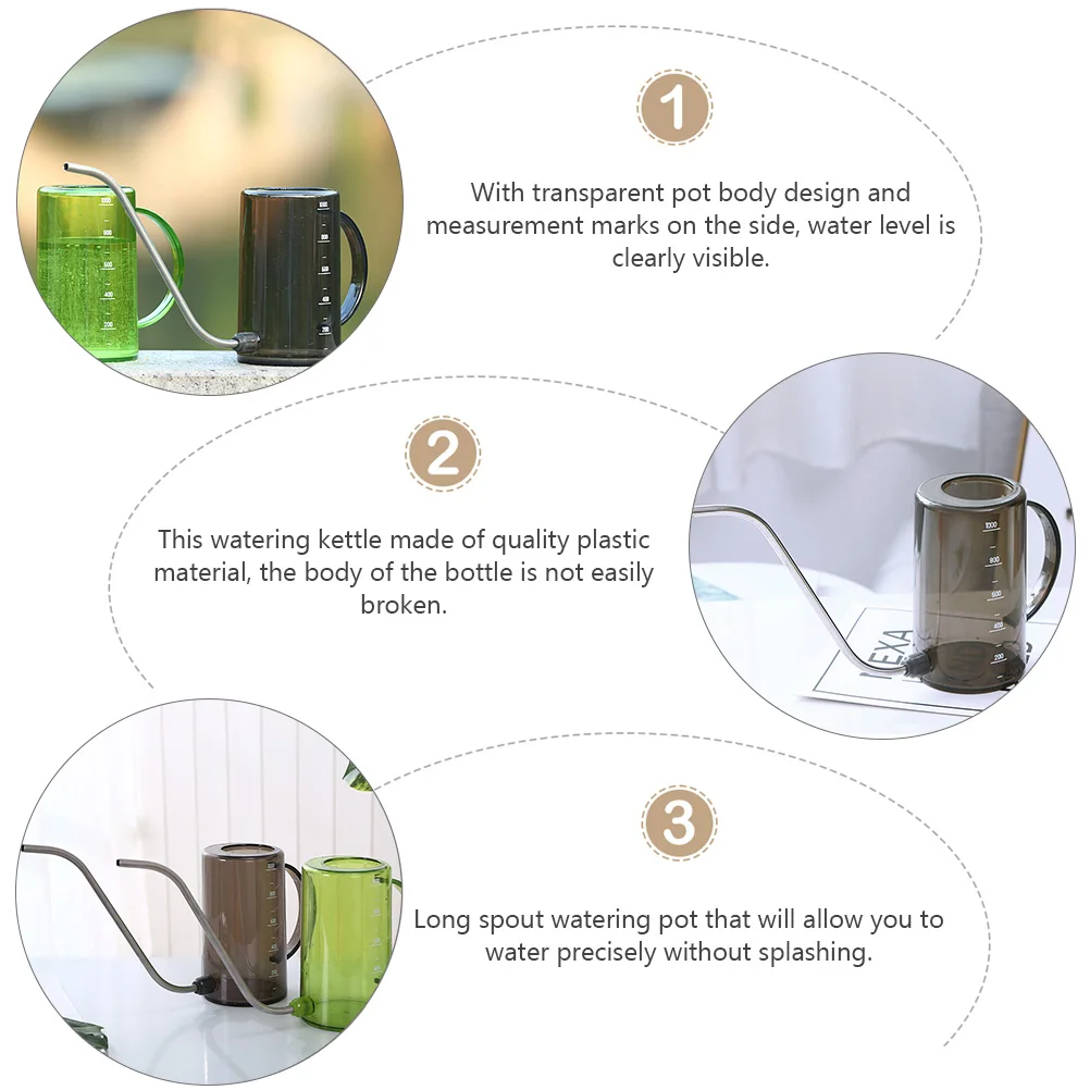 

Long Spout Watering Pot 1L Transparent With Measurement Marks Garden Watering Kettle For Plants Gardening Tool Supply