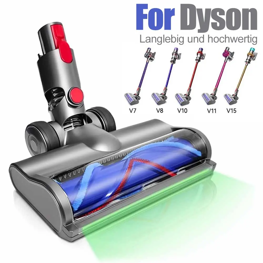 LED-Elektrobürste, kompatibel mit Dyson V7/V8/V10/V11/V15, Stauberkennungsbürste für Hartböden, Teppiche, Haushaltsreinigungszubehör