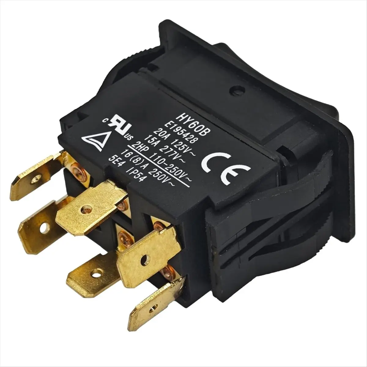 مفتاح هزاز HY60B جديد - تشغيل وإيقاف 125/250 فولت 20/15 أمبير 6 دبابيس مفتاح بـزر دفع - زر ضغط قوسي للأدوات الكهربائية الصناعية