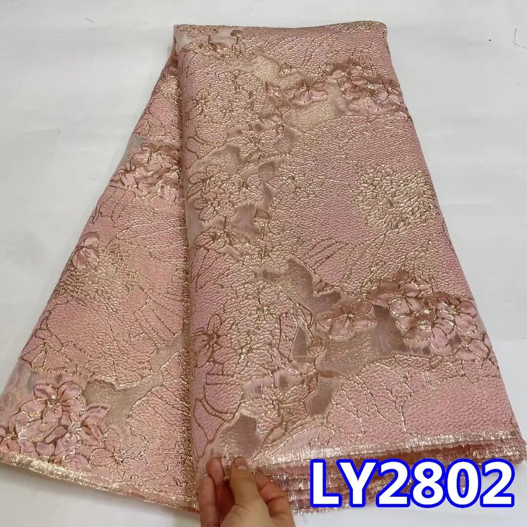 New High Quality African Nigerian Gilding Tulle Lace Fabric Embroidery Organza French Lace Jacquard Brocade Lace Sewing PL2802-1