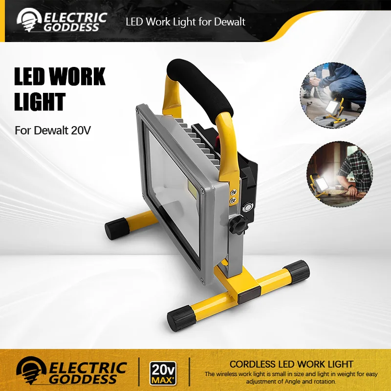 Electric Goddess Cordless Lighting Light For Dewalt 20VBattery ﻿Portable Flashlight Outdoor LED Work Light Power Tool