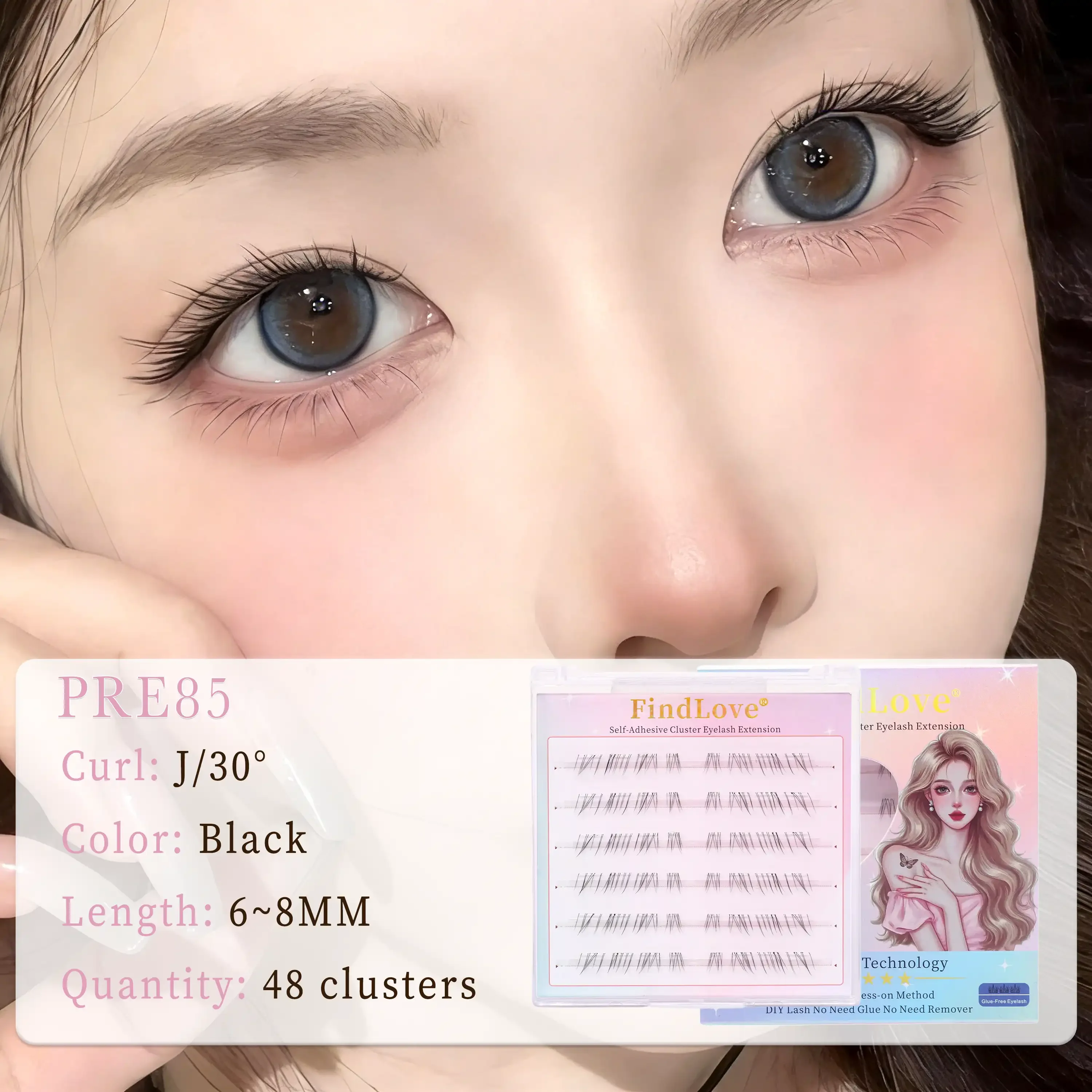 Groothandel hoge kwaliteit handgemaakte doe-het-zelf zelfklevende pre-on mix lengte onderste wimperverlenging met pincet make-up gereedschap lijmvrij