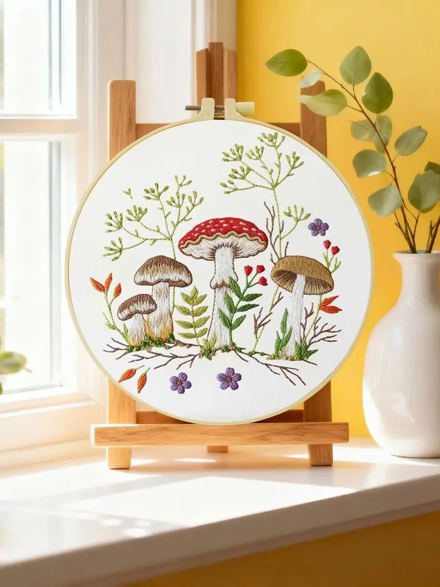 1 Stück 20X20CM/15X15CM 7,87/6,3 Zoll Rotwild-Stickerei-Starter-Kit DIY-Kit DIY-Stickerei-Set für Anfänger – Detail 6