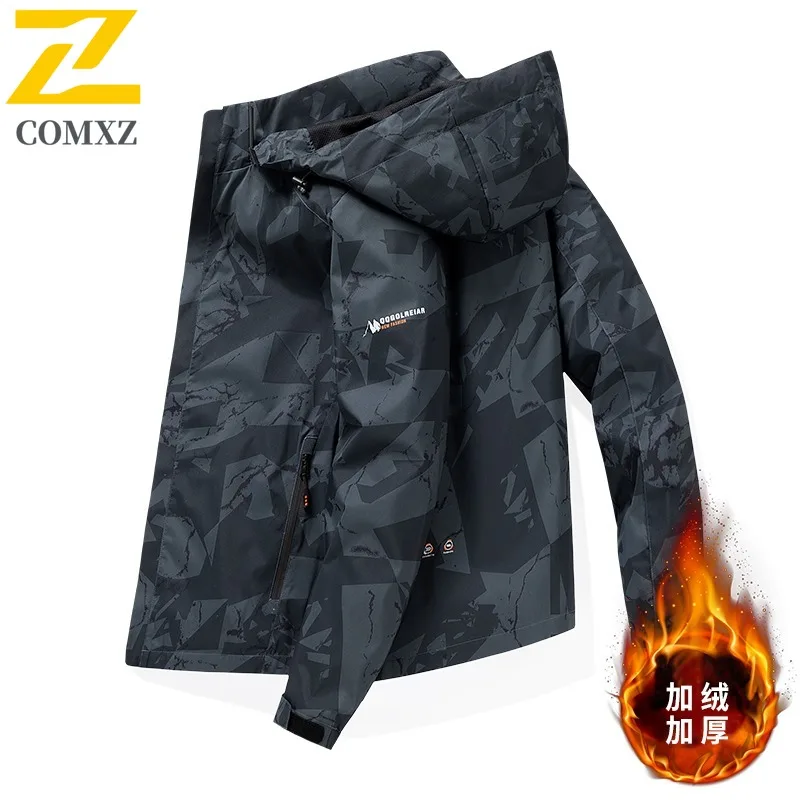 

COMXZ Мужская куртка с капюшоном, новая морозостойкая зимняя куртка для отдыха на природе, альпинизма, легкая ветровка, пальто, техническая одежда, лыжная флисовая куртка