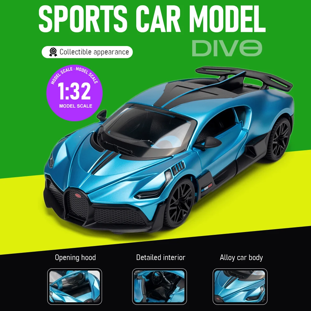 

1:32 DIVO MISTRAL Toy Model Supercars Alloy Diecast Doors Opened Rubber Tires with Acrylic Box Office Desk Sports Car Ornaments