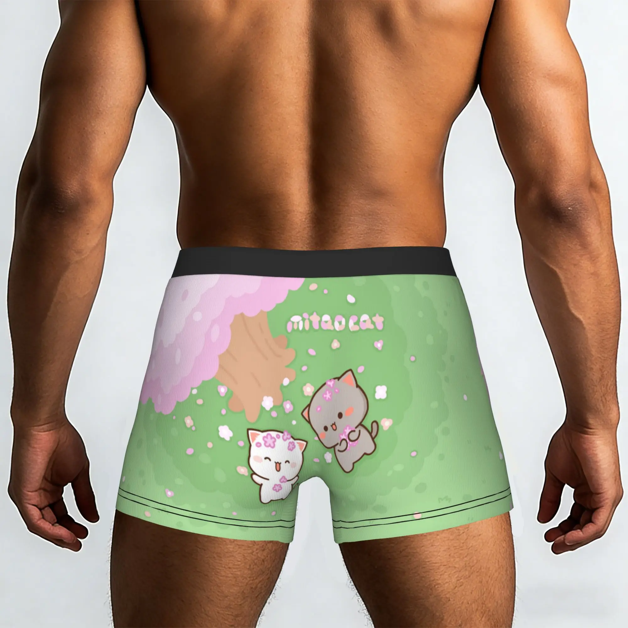 Customized Funny Peach And Goma Mochi Cat Boxers Shorts Panties Men's Underpants Comfortable  Briefs Underwear