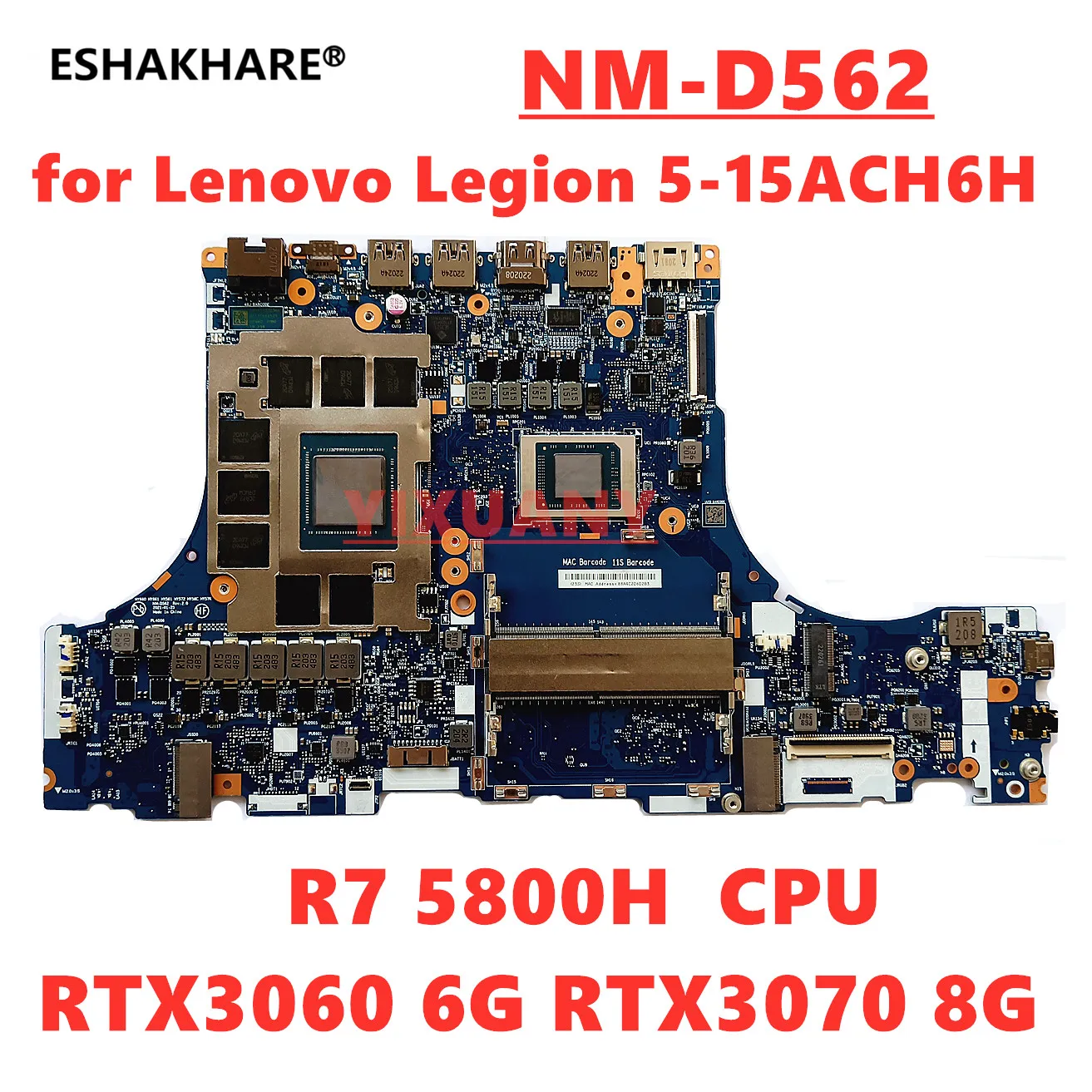 para Lenovo Legion 515ach6h Placa-mãe do Portátil com Cpu r7 5800h Gpu Rtx3060 6g Rtx3070 8g 5b21c22566 100 Teste ok Nm-d562