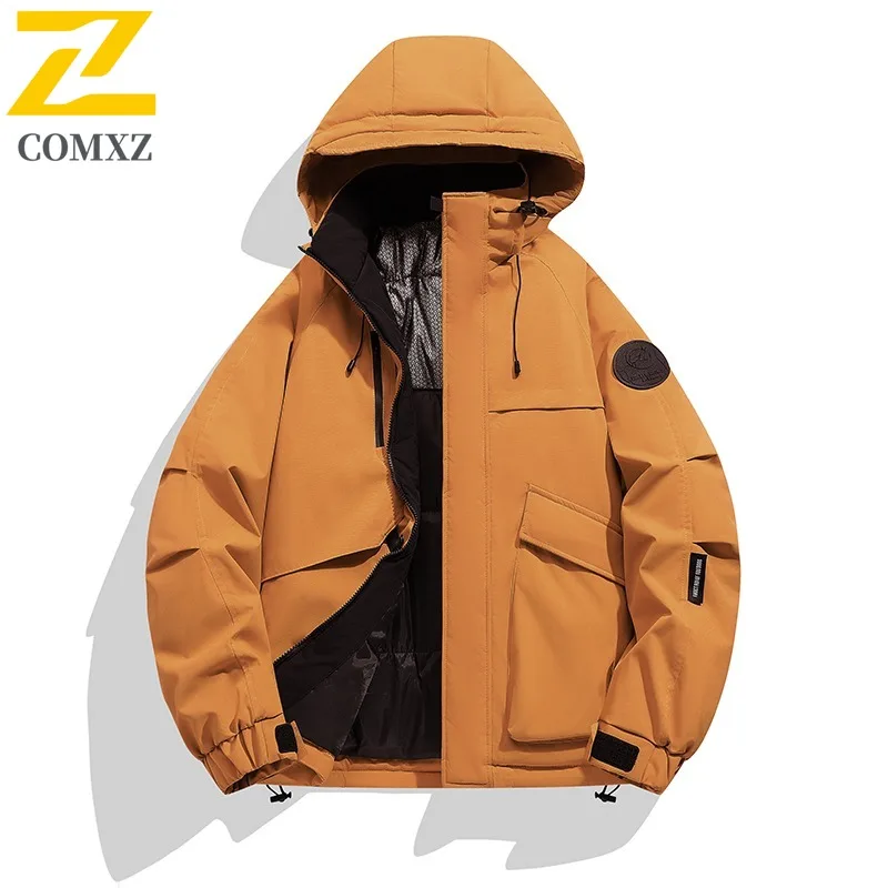 

COMXZ Men Cotton Padded Jacket Solid Color Adventure Hiking Windproof City Travel Winter Jacket Premium Fabric Bread Jackets