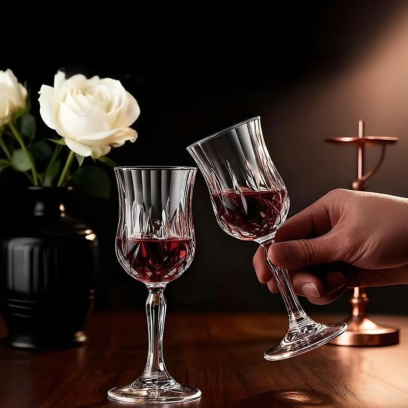 Red Wine Glass Light Luxury Home High Beauty Relief Juice Champagne Wine Glass Bar Party Dining Drinking Utensils