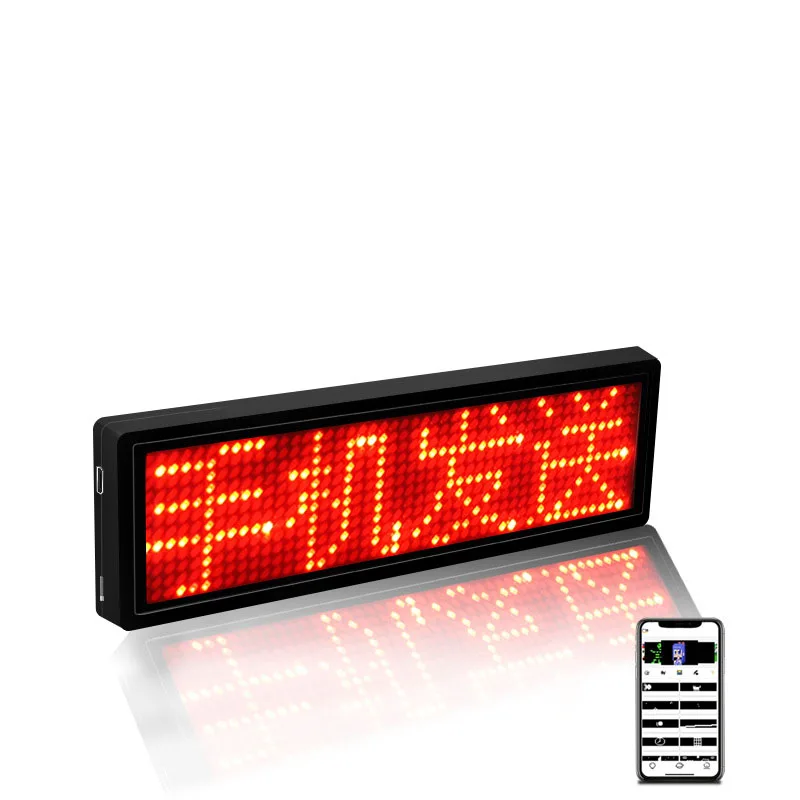 Bluetooth LED Name Badge DIY Programmable Scrolling Message Board Multi-language Mini LED Tag Pattern Display for Party Meeting