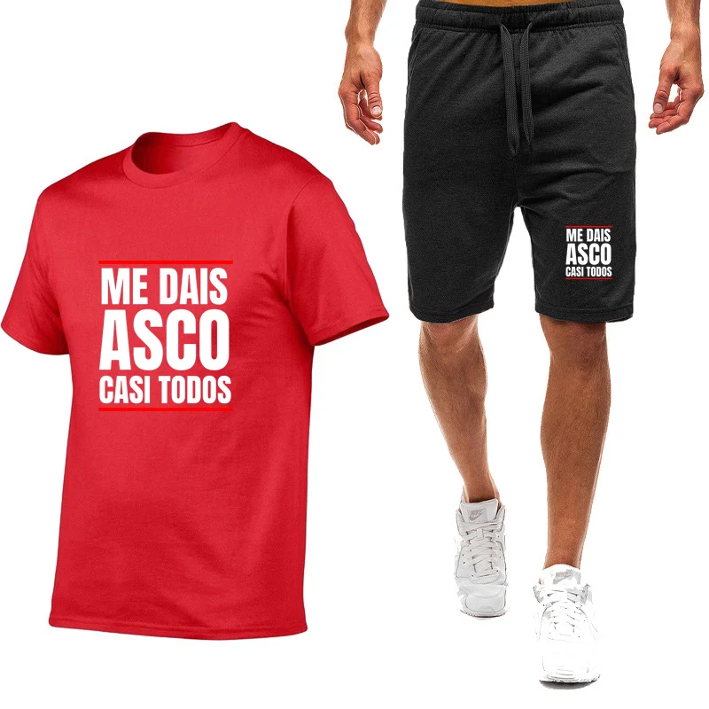 

Me Dais Asco Gasi Todos Short Sleeve Set Suitable Summer For Man Creative Graphic Trendy Versatile T-shirt Loose Pants Suits