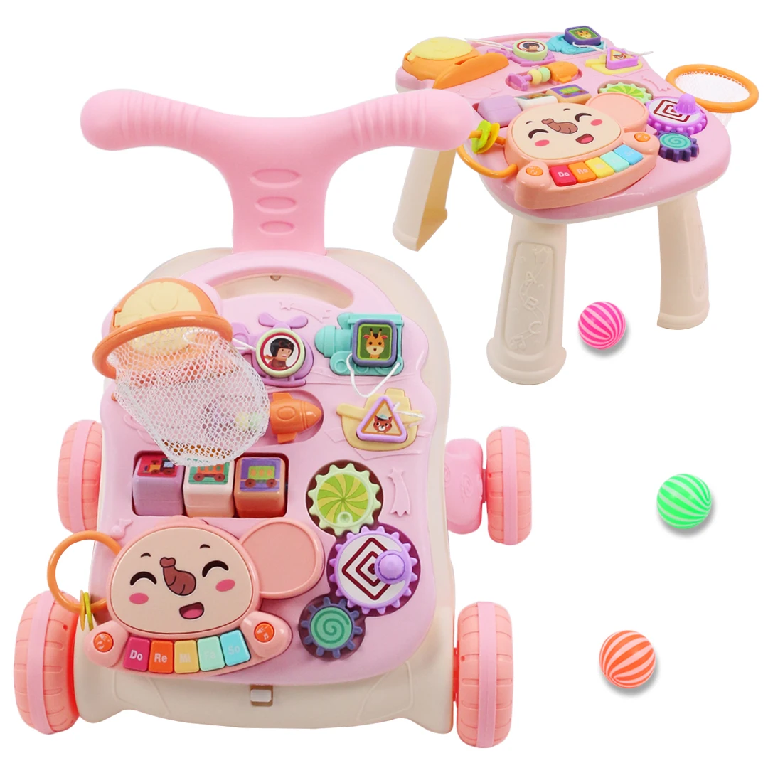 3 in 1 Baby Walker Multifuctional Walkers Sit-to-Stand Learning Musical Walker Toys Early Toy Infant 6-12 Months Baby Girls