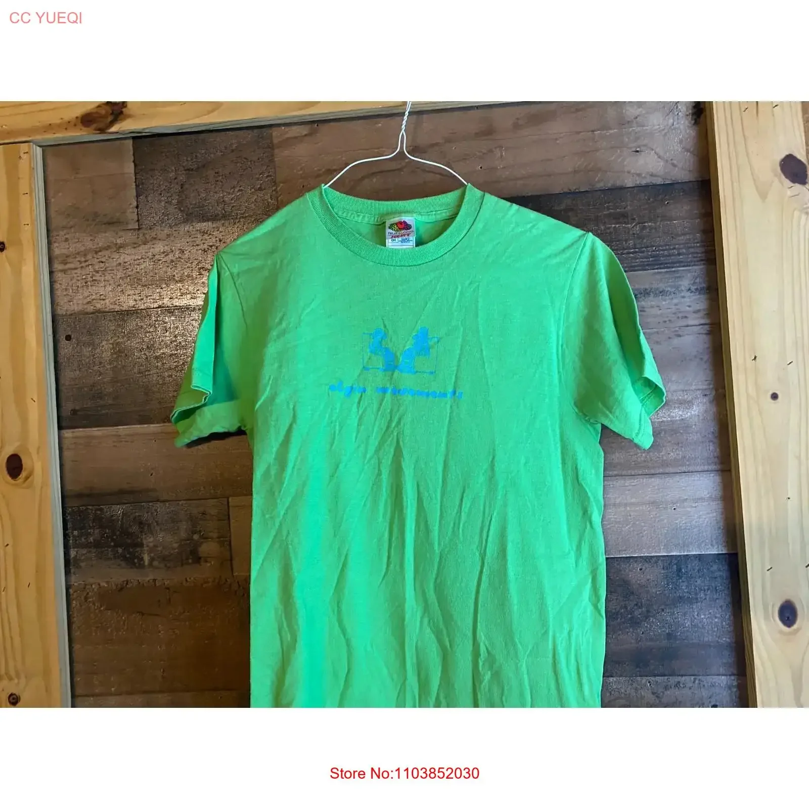 Camiseta Elgin Movements para adulto, talla pequeña, verde y azul, estampado a doble cara, algodón, estilo vintage, lavado, cómoda, a la moda, elástica