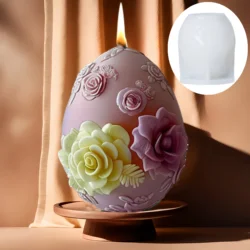 Peony flower relief egg candle silicone mold Flower morning glory Rose relief egg resin mould Easter egg concrete gypsum molds