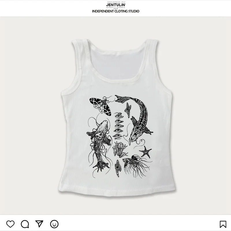 Y2K gothique Punk graphique Grunge haut court sans manches t-shirt haute rue Harajuku esthétique Streetwear décontracté mince bébé t-shirt 2000s