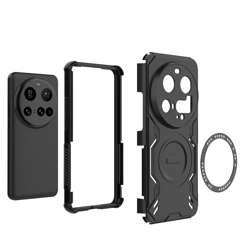 حافظة مدرعة لهاتف Xiaomi 15 Ultra امتصاص مغناطيسي غطاء خلفي للشحن اللاسلكي Xiaomi 15 Ultra حافظة لهاتف Xiaomi Mi 15 Ultra