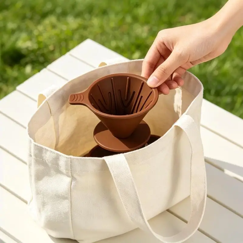 Reusable Silicone Coffee Dripper Filter Cone Coffee Drip Filter Cup Outdoors Coffee Dripper Filter Cup