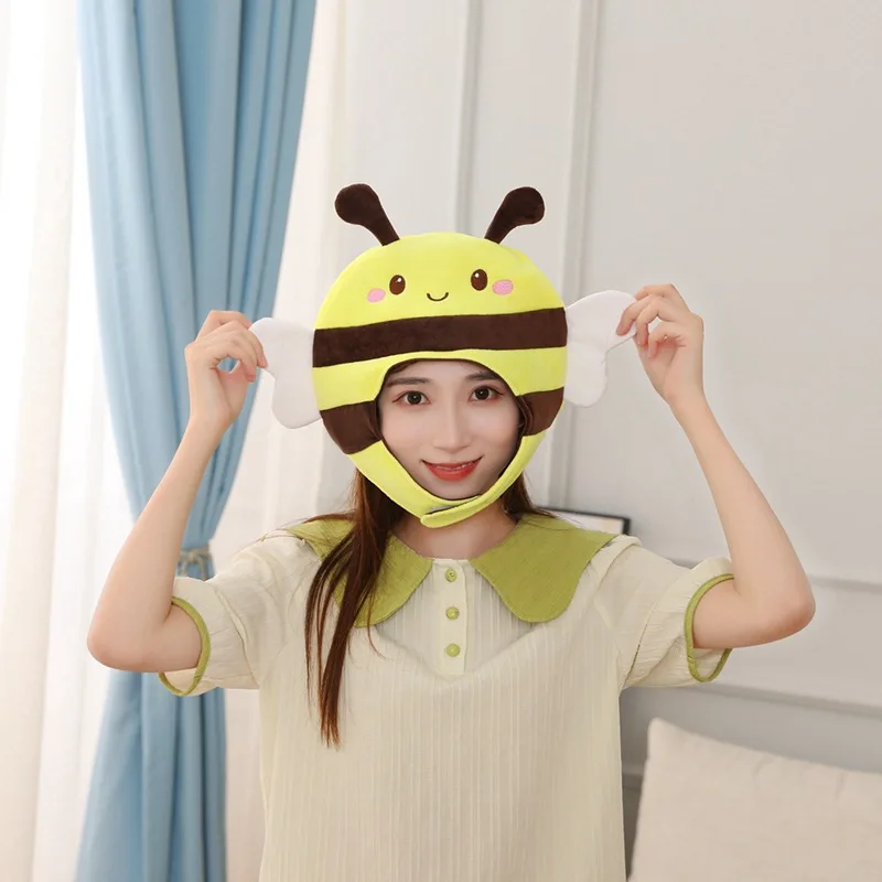 YESKIGU Bee Headwear หมวกน่ารัก Kawaii Women Plush หมวกนุ่มหมวกถ่ายภาพ Props สัตว์ตลกคอสเพลย์ Unisex Party Prop