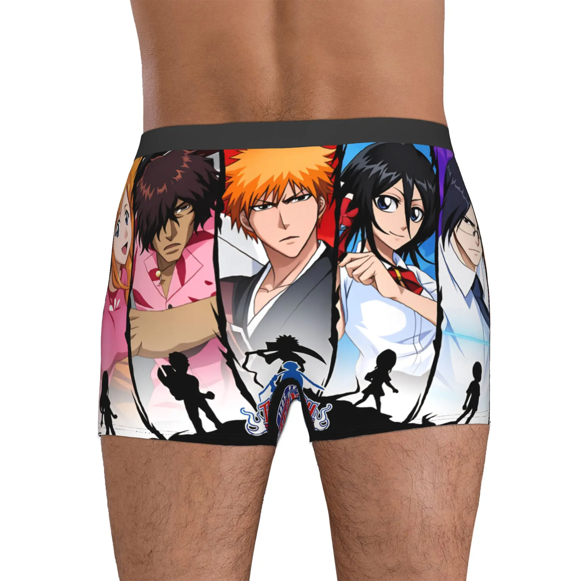 Male Novelty Kon Bleach Orihime Inoue Ichigo Kurosaki Underwear Rukia Kuchiki  Boxer Briefs Breathable Shorts Panties Underpants view 4