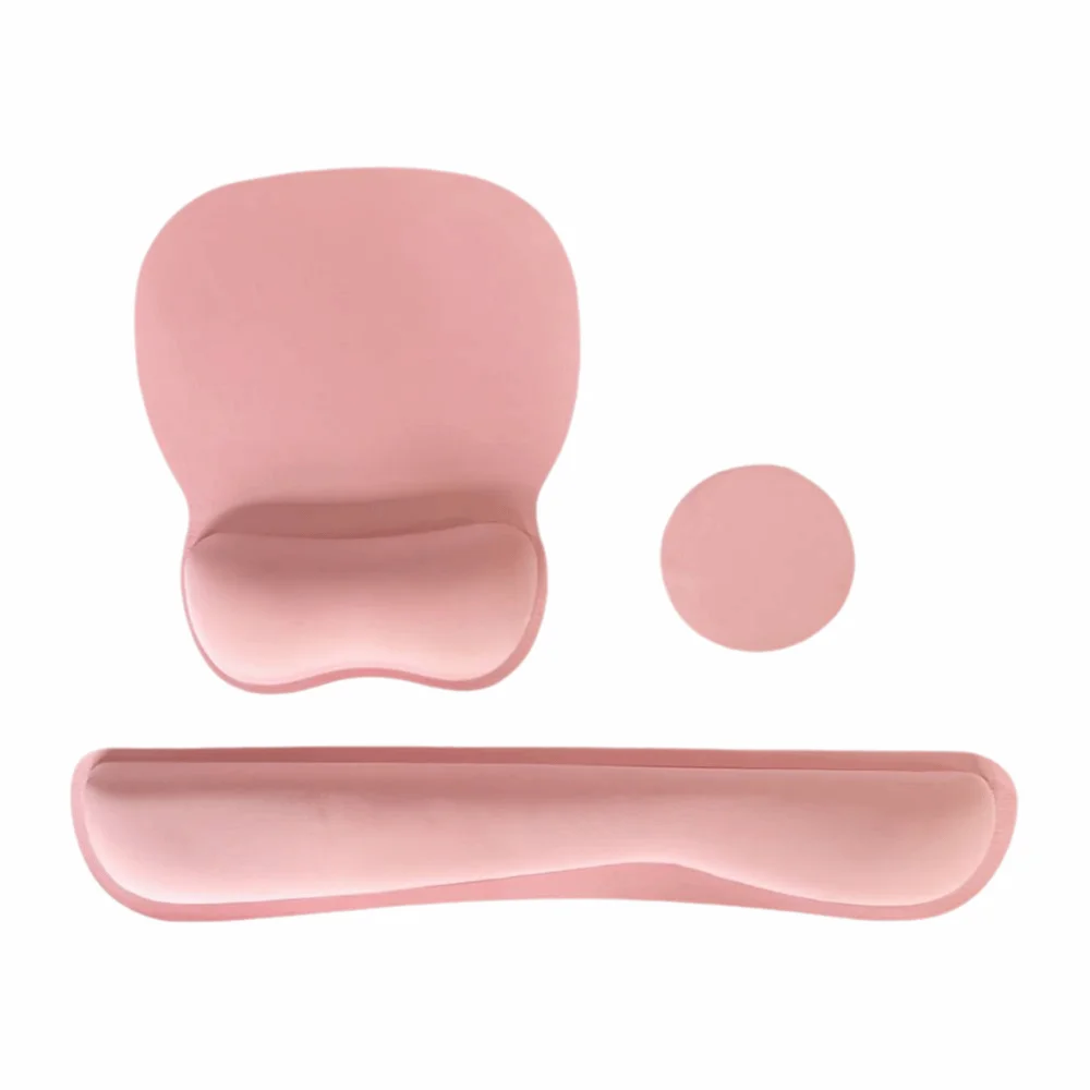 3Pcs Comfortable Keyboard Wrist Rest Set Non-Slip Base with Wrist Rest Wristband Mouse Mat Ergonomic Coaster