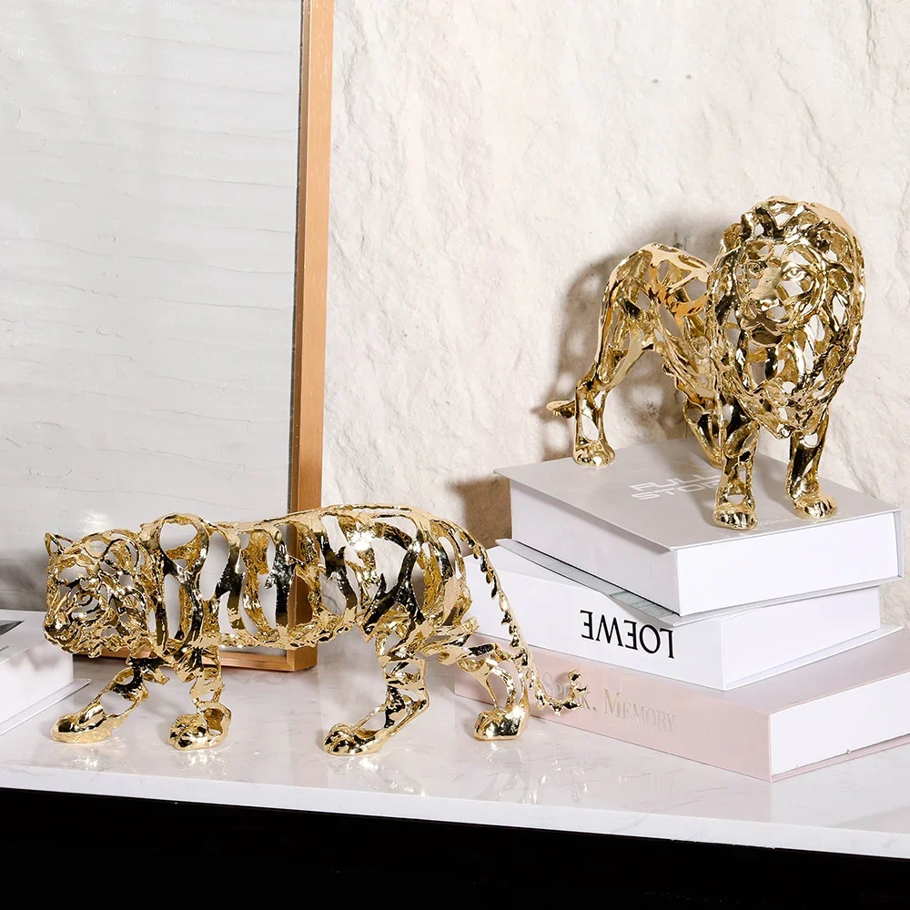

'for Desktop Aesthetic Room Decor Metal Art Sculpture Tiger Statue Home Decoration Tv Stand Decoration For Home Accessories