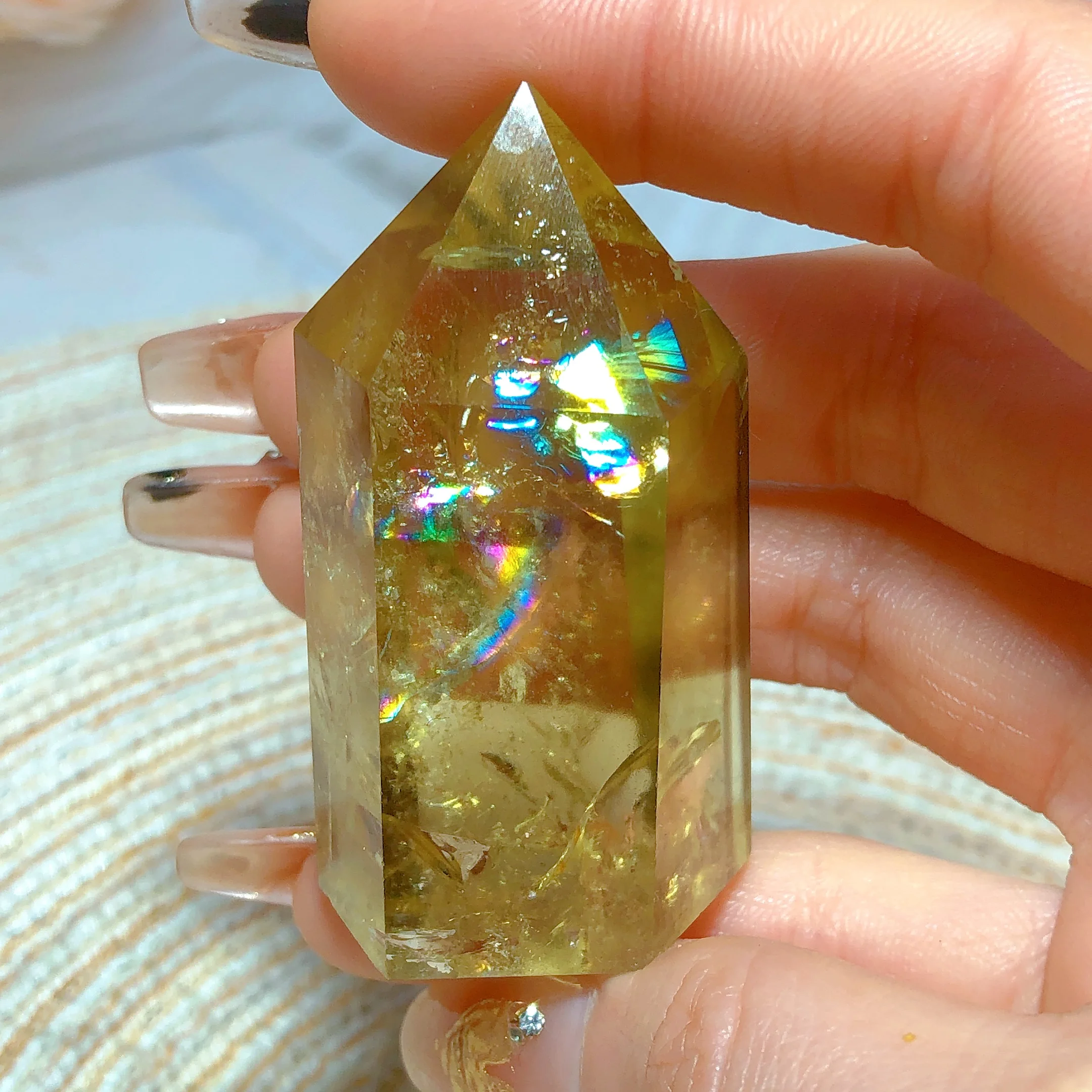 

Natural Crystals Smokey Citrine Tower Rainbow Flash Purification Garden Decorations Room Decor Sprakling Energy Mineral Ore