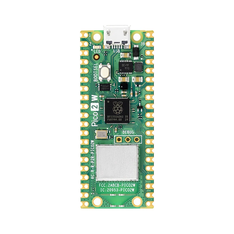 Chip microcontrolador Raspberry Pi Pico 2 W RP2350 Dual-Core Arm Cortex-M33 e Hazard3 RISC-V Suporte Wi-Fi 4 Bluetooth 5.2