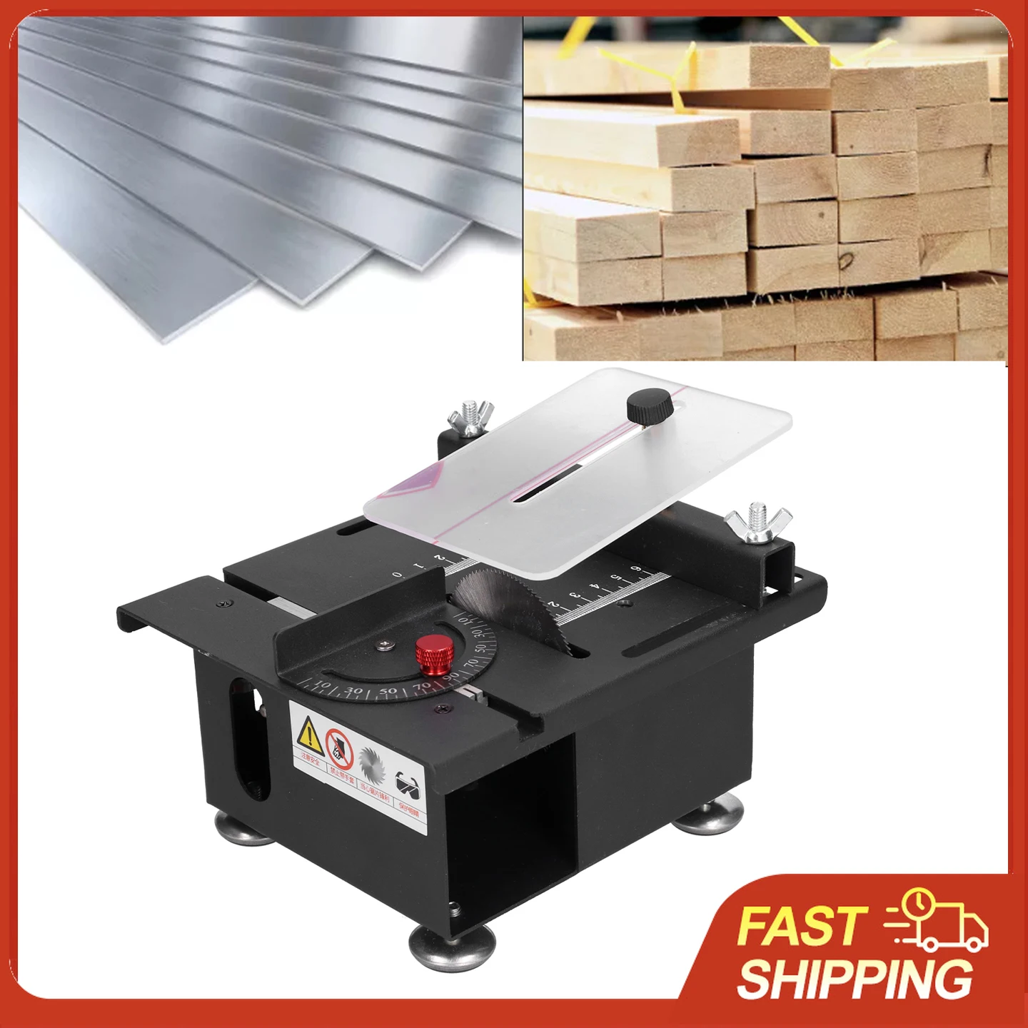 

100W Mini Table Saw Sliding Rail Adjustable Cutting Machine 7-Speed 6000r/min for Wood Acrylic Woodworking DIY Projects