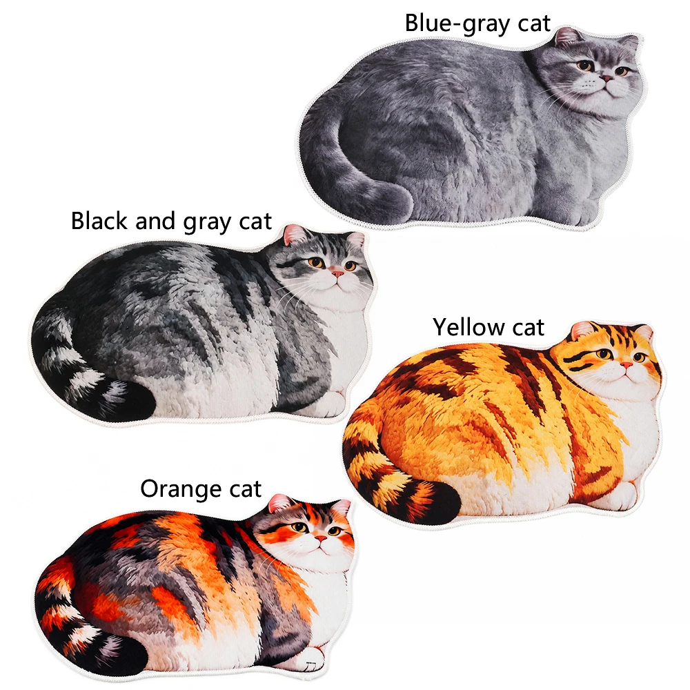 40*60cm Cute Cat Crystal Velvet Floor Mat Russian Blue Non-slip Bedroom Door Small Rug Abrasion-resistant Ginger Cat Floor Mat
