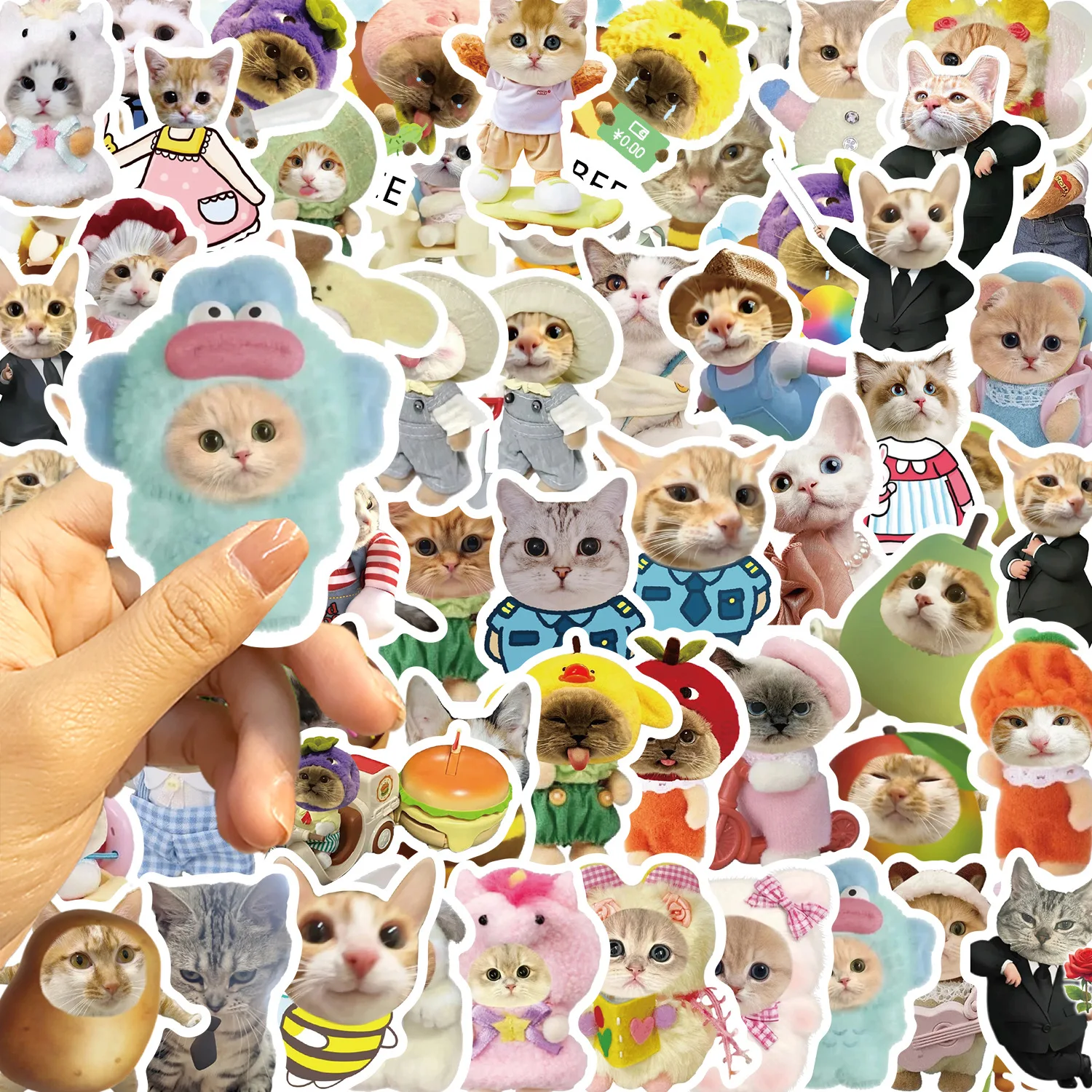 62PCS Kawaii Cat MEME Stickers Cartoon Funny Animals Graffiti Decal DIY Phone Luggage Motorcycle Laptop Suitcase Sticker Kid Toy