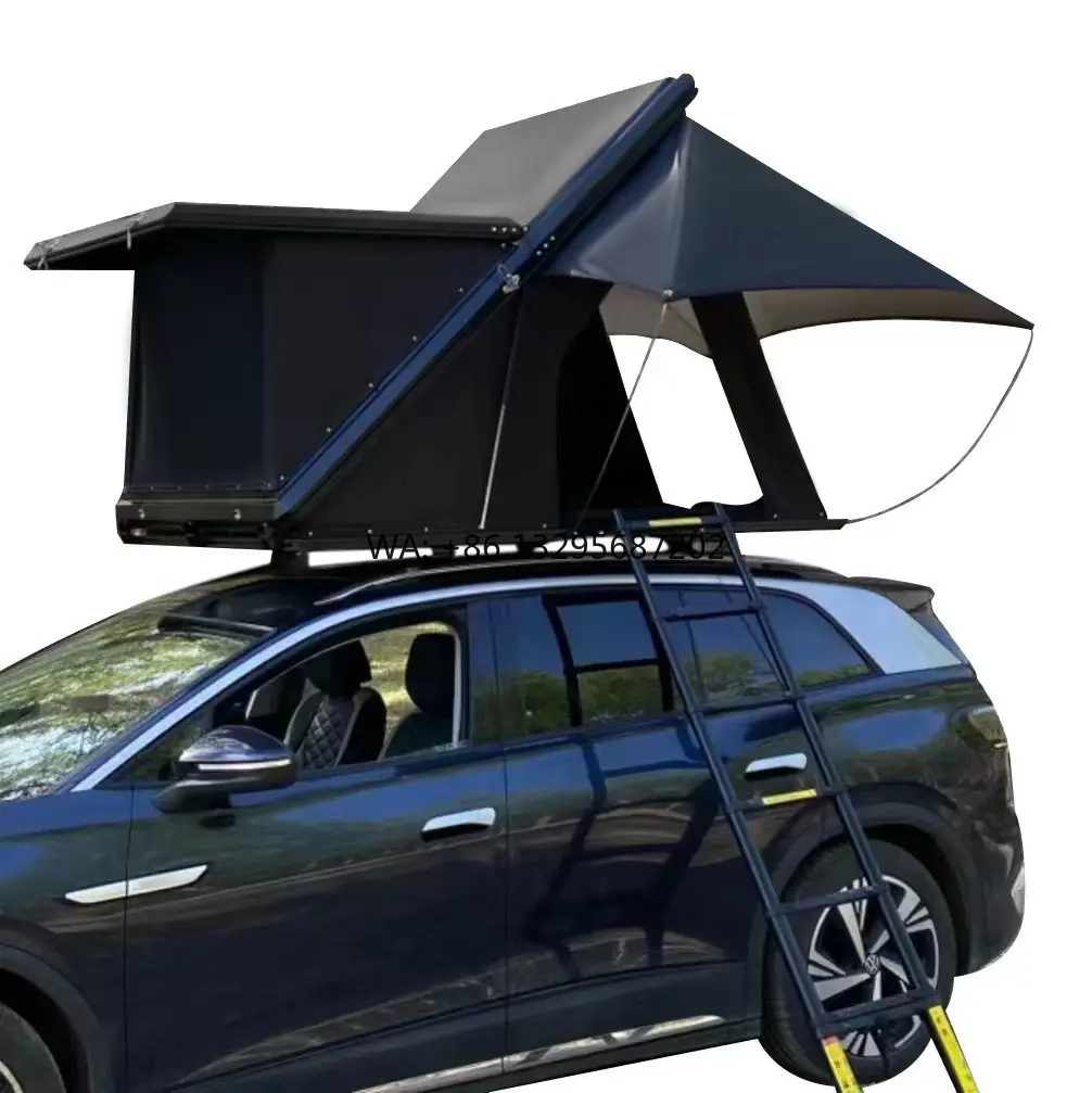 

Outdoor Aluminum 3-4 Person Camping Tent with Z Shape Hard Shell Roof Top for Car Rooftop Camping