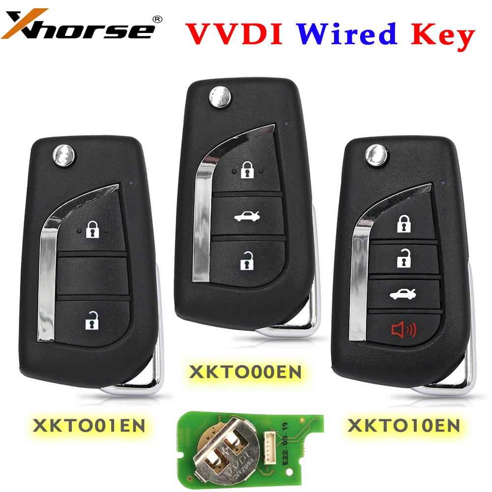 

Xhorse XKTO00EN XKTO01EN XKTO10EN Wire Universal Remote Key VVDI2 2/3/4 BTN for VVDI Key Tool /VVDI2 English Version for Toyota