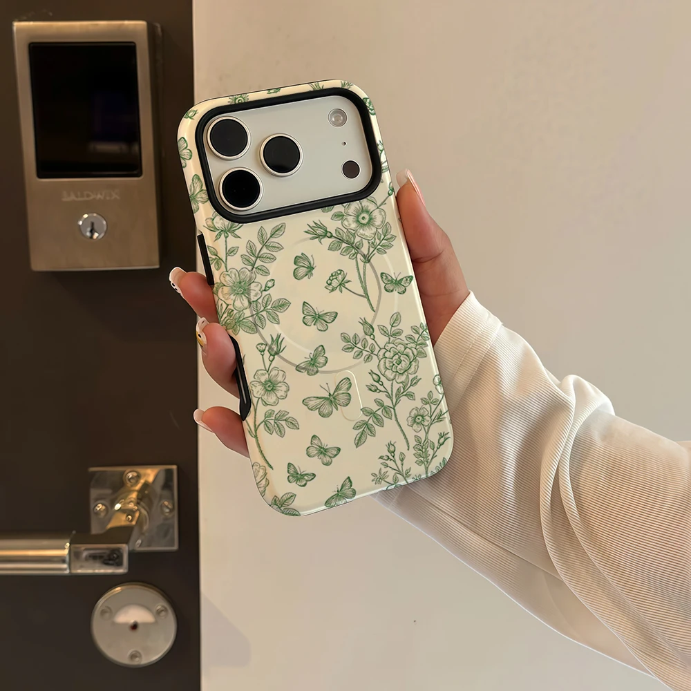 Green Floral Butterfly Sketch  - Phone Cases Green review and price