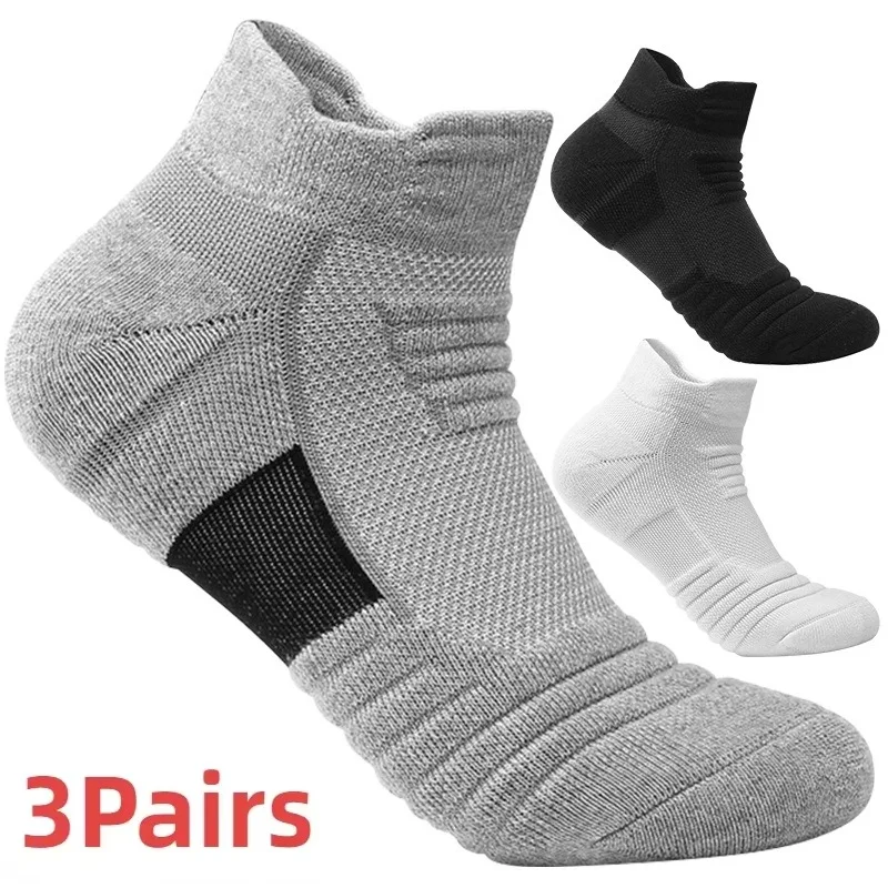 

3pairs/Lot Men's Socks Compression Stockings Breathable Basketball Sports Cycling running Towel Socks High Elastic Tube Socks