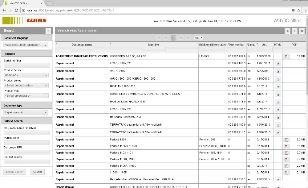 For Claas WebTIC -Technical Information Centre [01.2021]