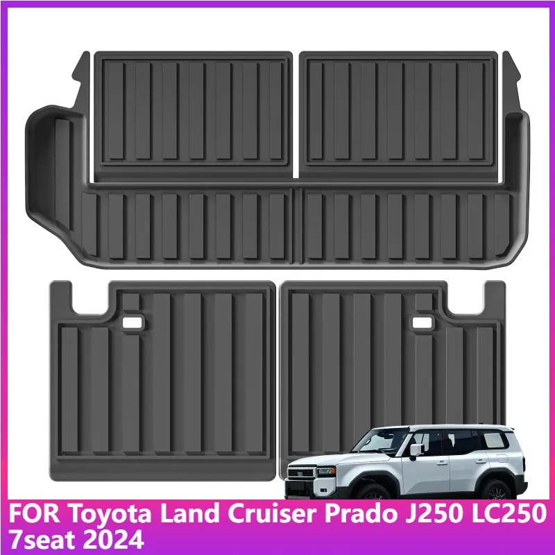 

Коврики для Toyota Land Cruiser Prado J250 LC250 7seat 2024 TPE 3D Автомобильный вкладыш багажника Накладка на спинку водонепроницаемая черная