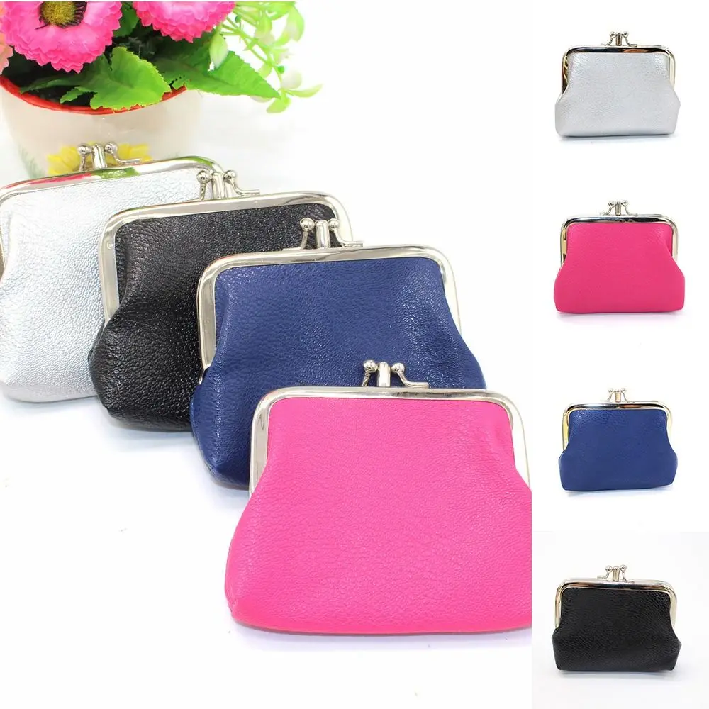 Portable Korean Style Double Layer Coin Purse Solid Color PU Short Clutch Bag Wallets Storage Bag Card Holder Men