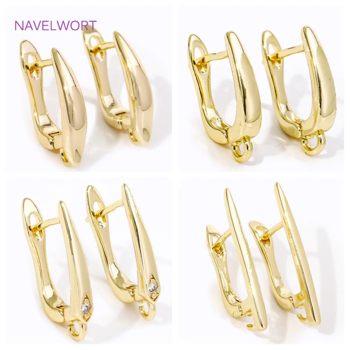 18K Gold Plated Smooth Earring Hook Clasps Brass Metal Ear Wire Hooks,Jewelry Making Supplies DIY Earring Making Accessories