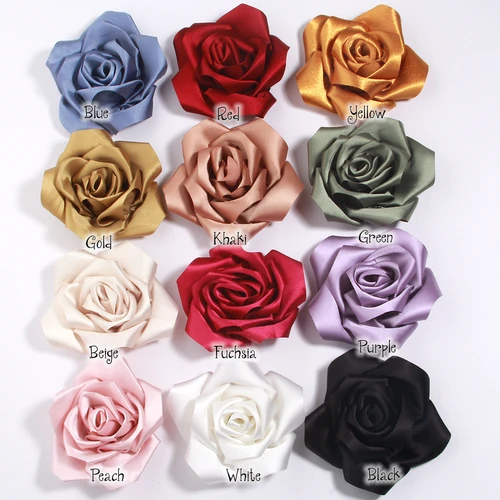 Imagen 2 del producto Flor de capullo grande de satén hecha a mano exagerada para broche, diademas, joyería de moda para mujer, regalo de Navidad para fiesta de boda
