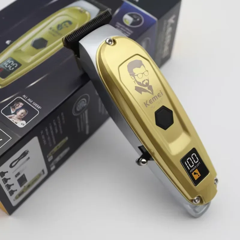 

Kemei KM-PG1947 Cordless LCD Display Hair Trimmer Machine USB Charging Hair Cutting Machine Professional Hair Clipper for Men