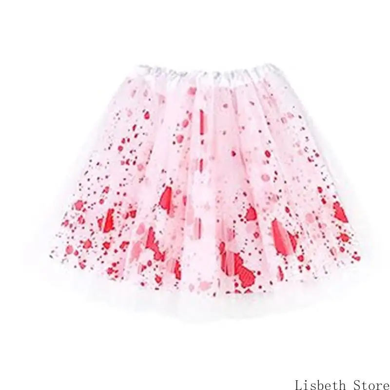 

124A Bloody Tulle Skirts Elastic High Waist Pleated Mesh Mini Skirt Dance Tutus Skirt