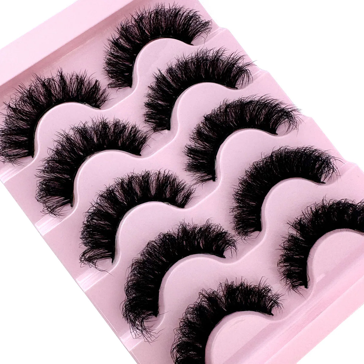 ふわふわでドラマチックなメッシーつけまつげ5ペア、柔らかく快適、3Dつけまつげ、長くて太いクロスつけまつげ