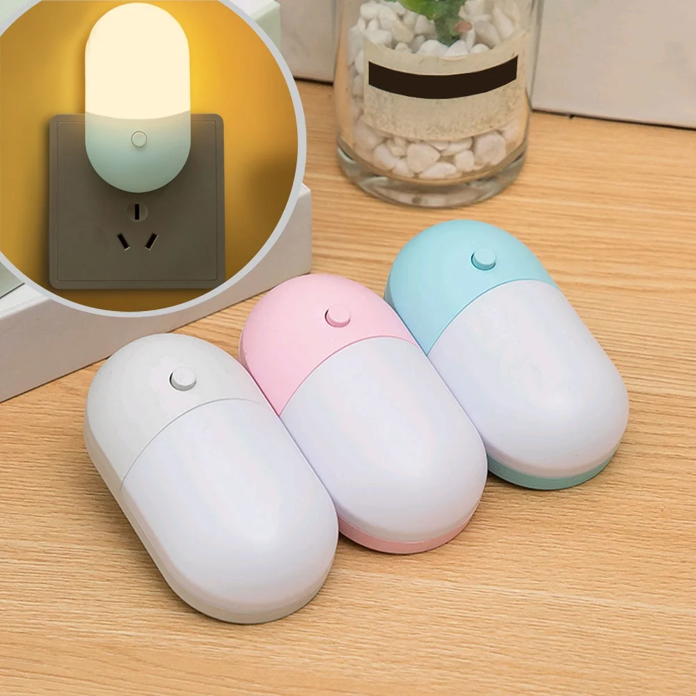 

1Pc Bedside Lamp Night light EU US Plug LED Night Light AC220V Bedroom Lamp Gift for Children Cute Night Lamp For Corridor WC