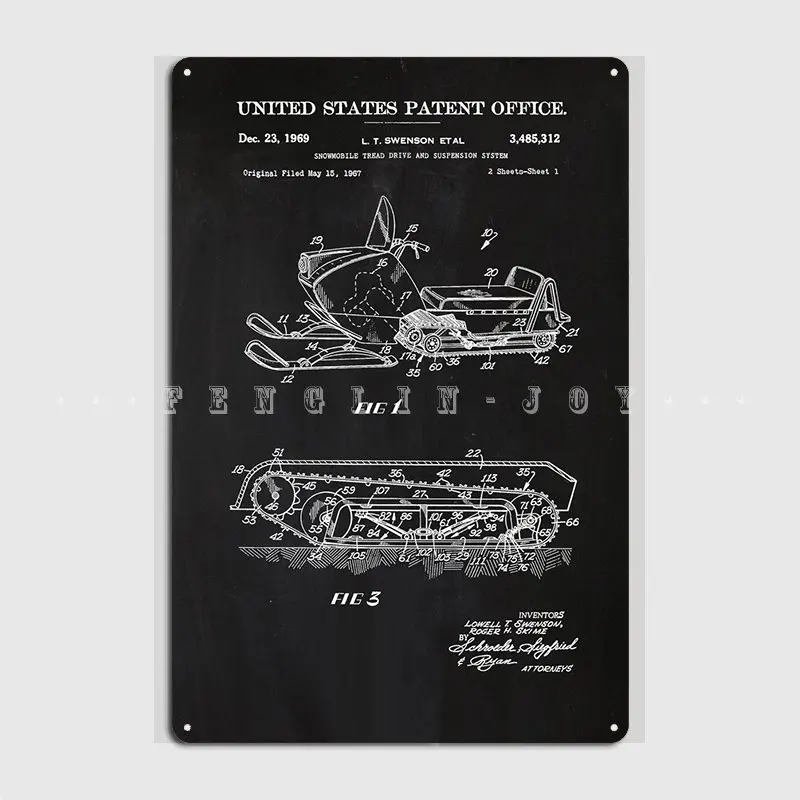 49 Snowmobile Patent 1969 Poster Metal Plaque Cinema Living Room Wall Plaque Funny Cinema Tin Sign Poster