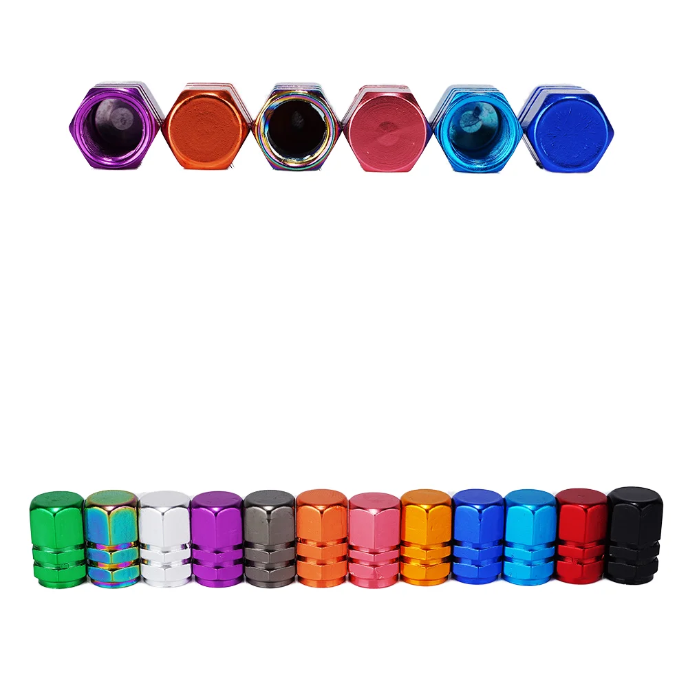 American Air Nozzle Laser Glue Drop Logo Cross-Border Hexagonal Aluminum Alloy Valve Cap for Automobile Tire for Car Tents