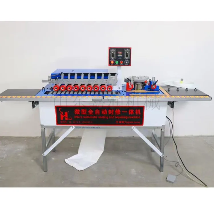 Máquina de enchapado de cantos totalmente automática en stock de fábrica HCY, máquina de enchapado de cantos curvos y rectos para láminas, sellado integrado