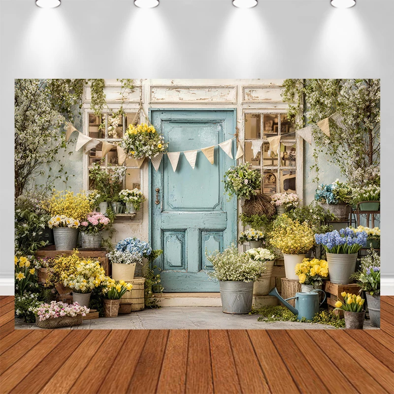 

LS Photography Background Spring Garden Floral House Child Birthday Party Cake Smash Portrait Decor Backdrop Photo Studio